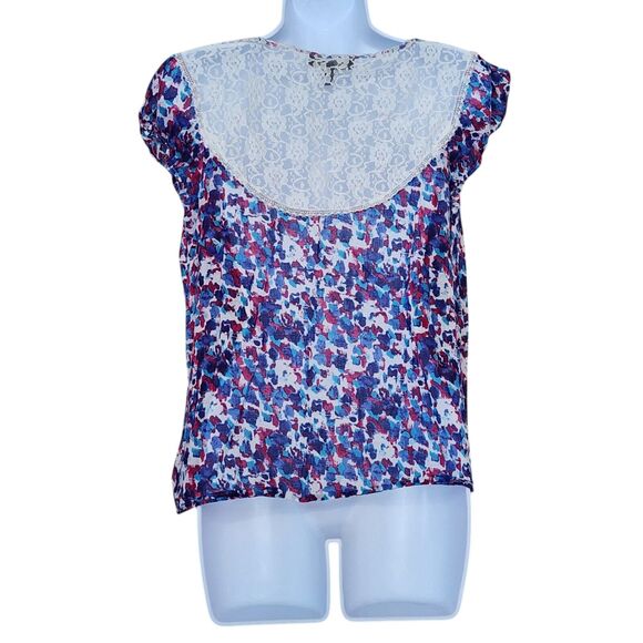 Jessica Simpson Womens Pullover Blouse Size M Semi-Sheer Gauzy Pleated Top - Picture 7 of 9